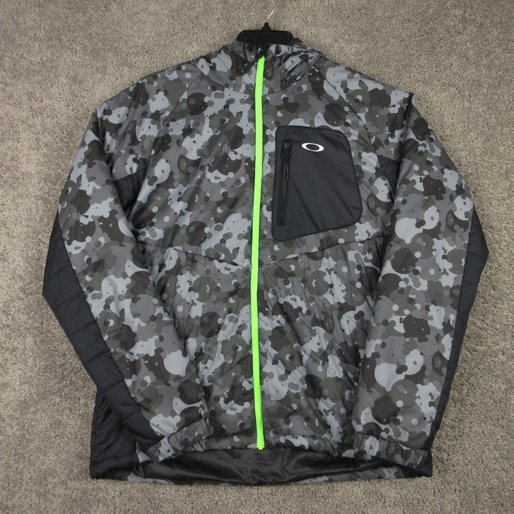 Oakley Jacket Mens 2XL Gray Camouflage Outerwear Lightweight Ski Hiking Coat